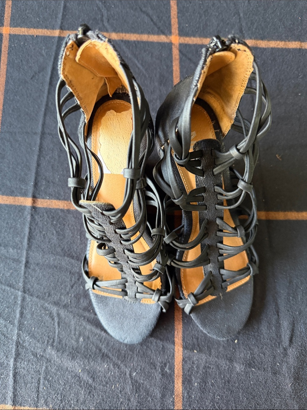 MIA Black Strappy Lace-Up Gladiator Heels